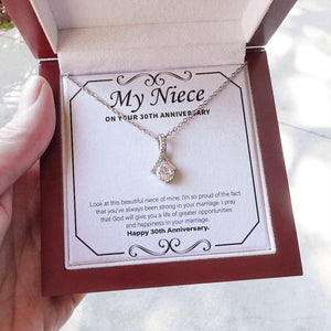 "Strong In Marriage" Niece 30th Wedding Anniversary Necklace Gift From Aunt Uncle Alluring Beauty Pendant Jewelry Box