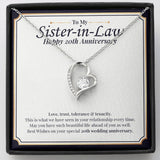 "Love, Trust, Tolerance" Sister In Law 20th Wedding Anniversary Necklace Gift From Sister-In-Law Brother-In-Law Forever Love Pendant Jewelry Box