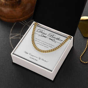 "Forever Be Blessed" Brother Engagement Necklace Gift From Sister Bro Cuban Link Chain Jewelry Box