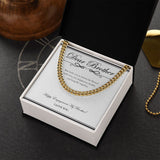 "Forever Be Blessed" Brother Engagement Necklace Gift From Sister Bro Cuban Link Chain Jewelry Box