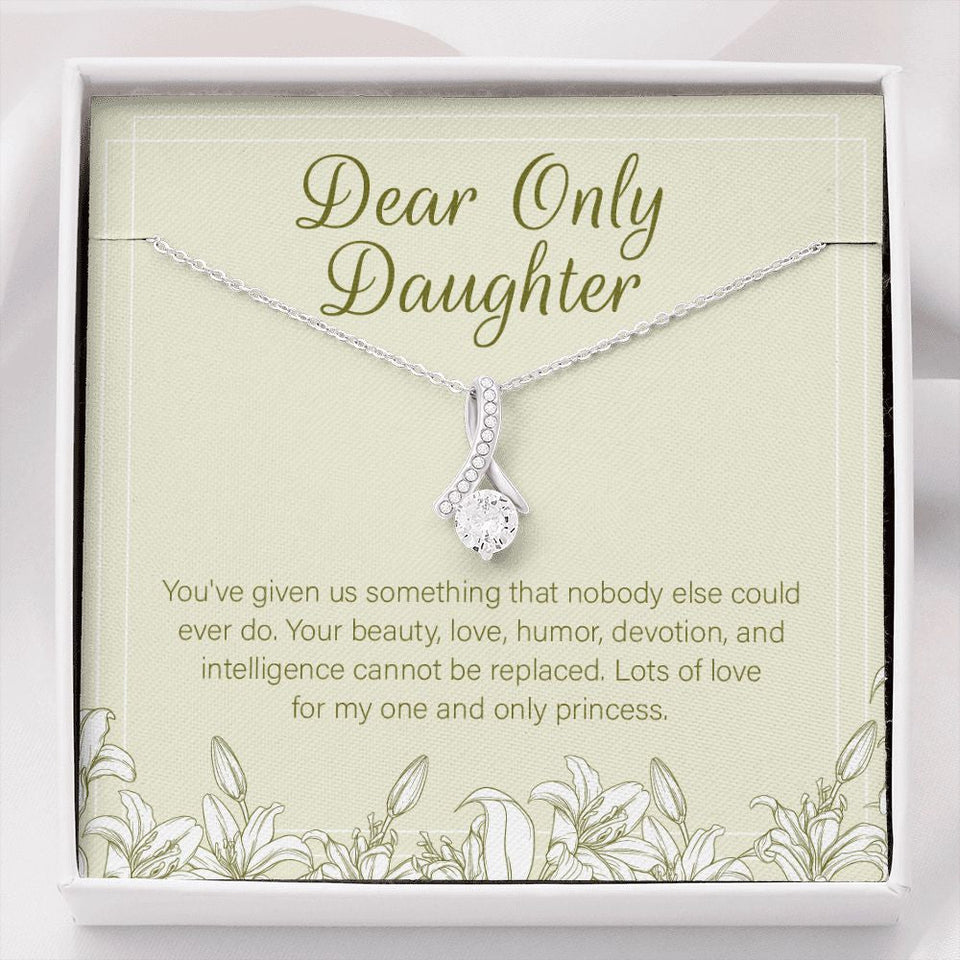 "One And Only Princess" Only Daughter Necklace Gift From Mom Dad Alluring Beauty Pendant Jewelry Box Birthday Graduation Christmas Wedding