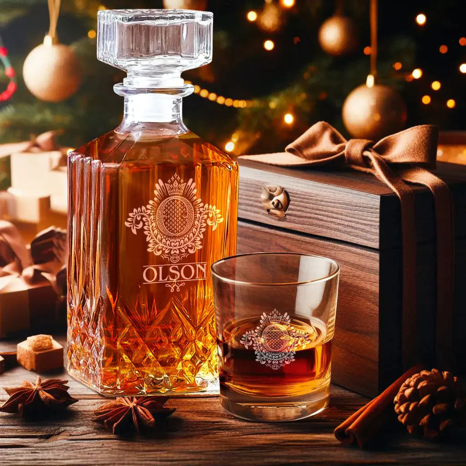 OLSON Personalized Decanter Set, Premium Gift for Christmas to enjoy holiday spirit 5