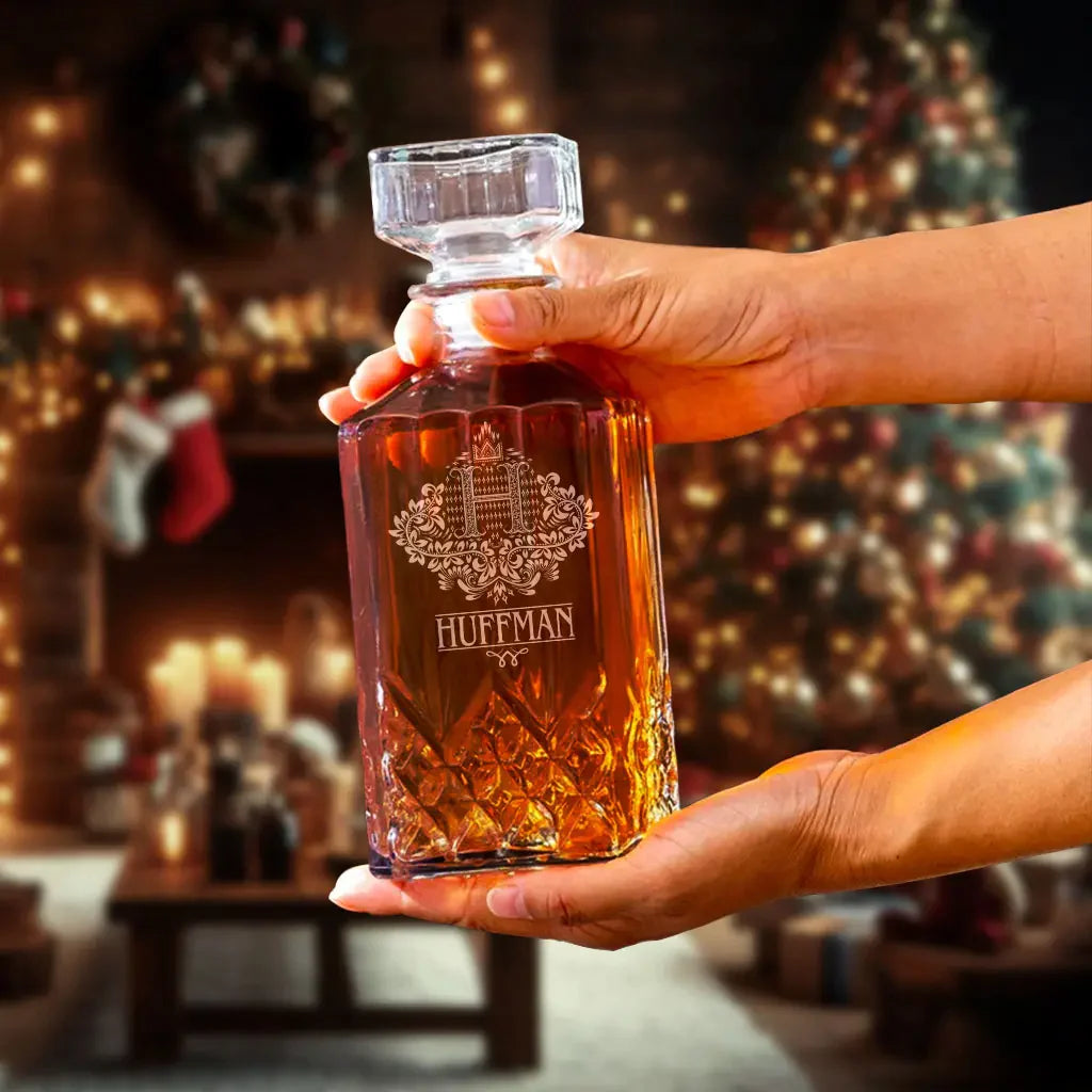 HUFFMAN Personalized Decanter Set, Premium Gift for Christmas to enjoy holiday spirit 5