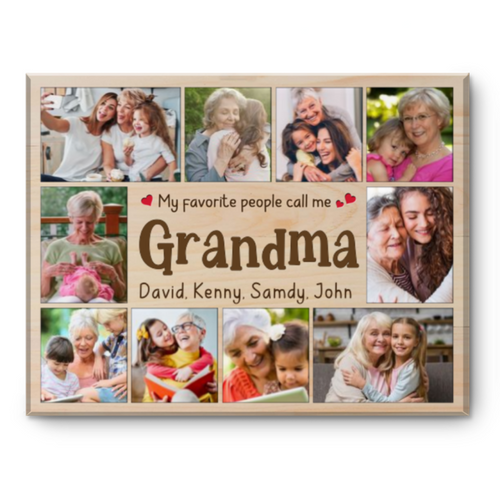 Grandma Photo Collage Canvas Print, Present For Grandma, My Favorite People Call Me Grandma