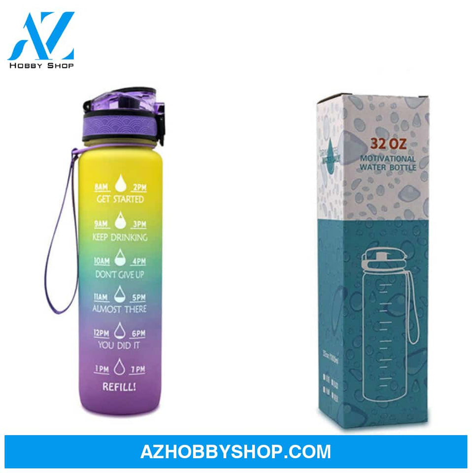 1L Tritan Water Bottle With Time Marker Bounce Cover Motivational Cycling Leakproof Cup For Sports