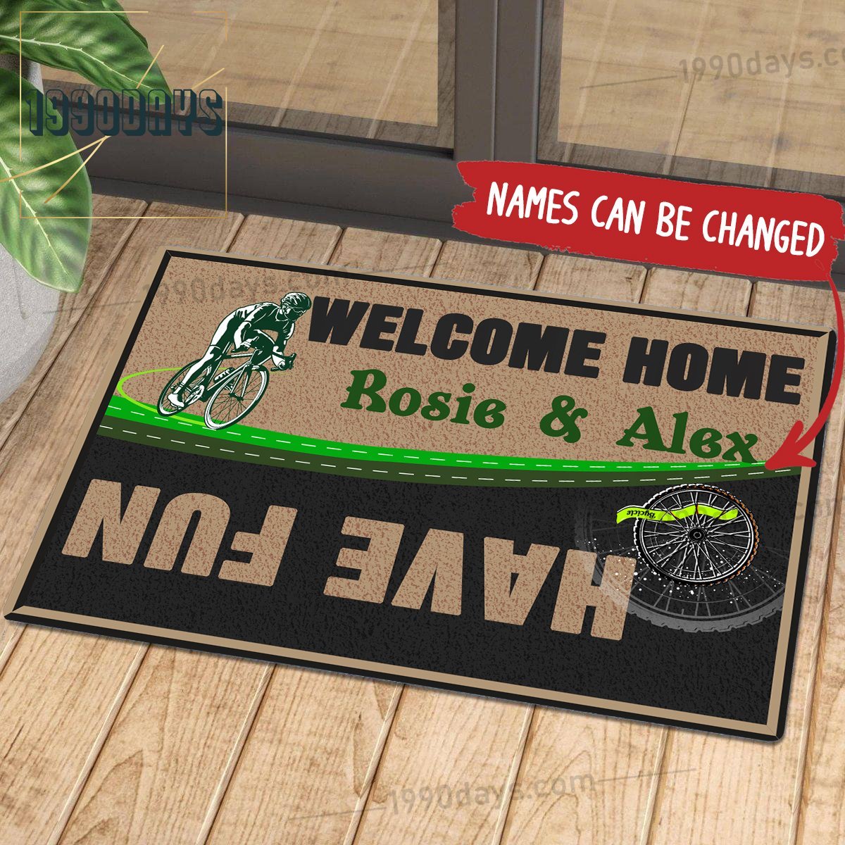 Customized Welcome Home Have Fun Cycling Saint Patrick's Day Doormat | Colorful | Size 8x27'' 24x36''