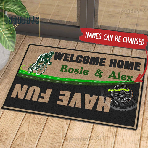Customized Welcome Home Have Fun Cycling Saint Patrick's Day Doormat | Colorful | Size 8x27'' 24x36''