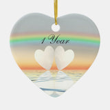 1St Anniversary Paper Hearts Ceramic Ornament