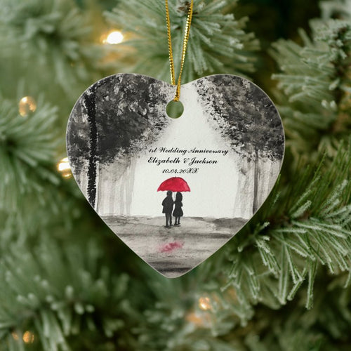 1St Wedding Anniversary Love Couple Ornament
