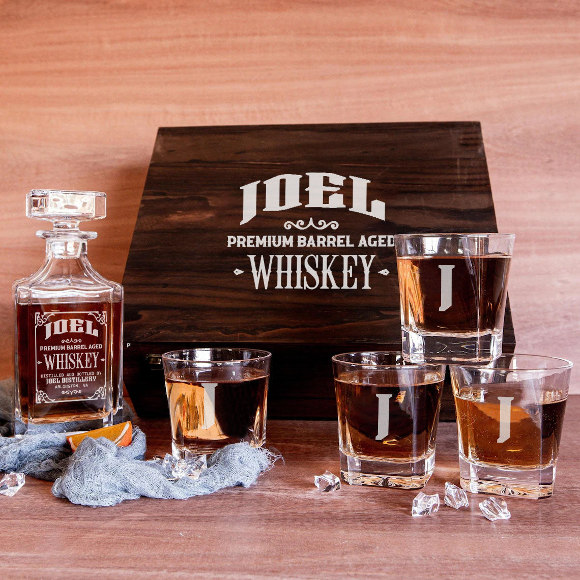 JOEL Personalized Whiskey Decanter Set 6