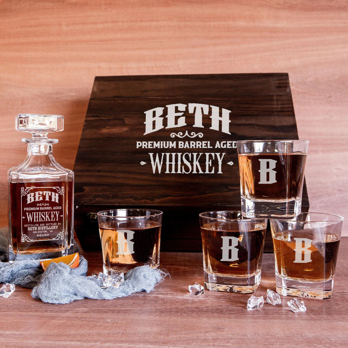 BETH Personalized Whiskey Decanter Set 6