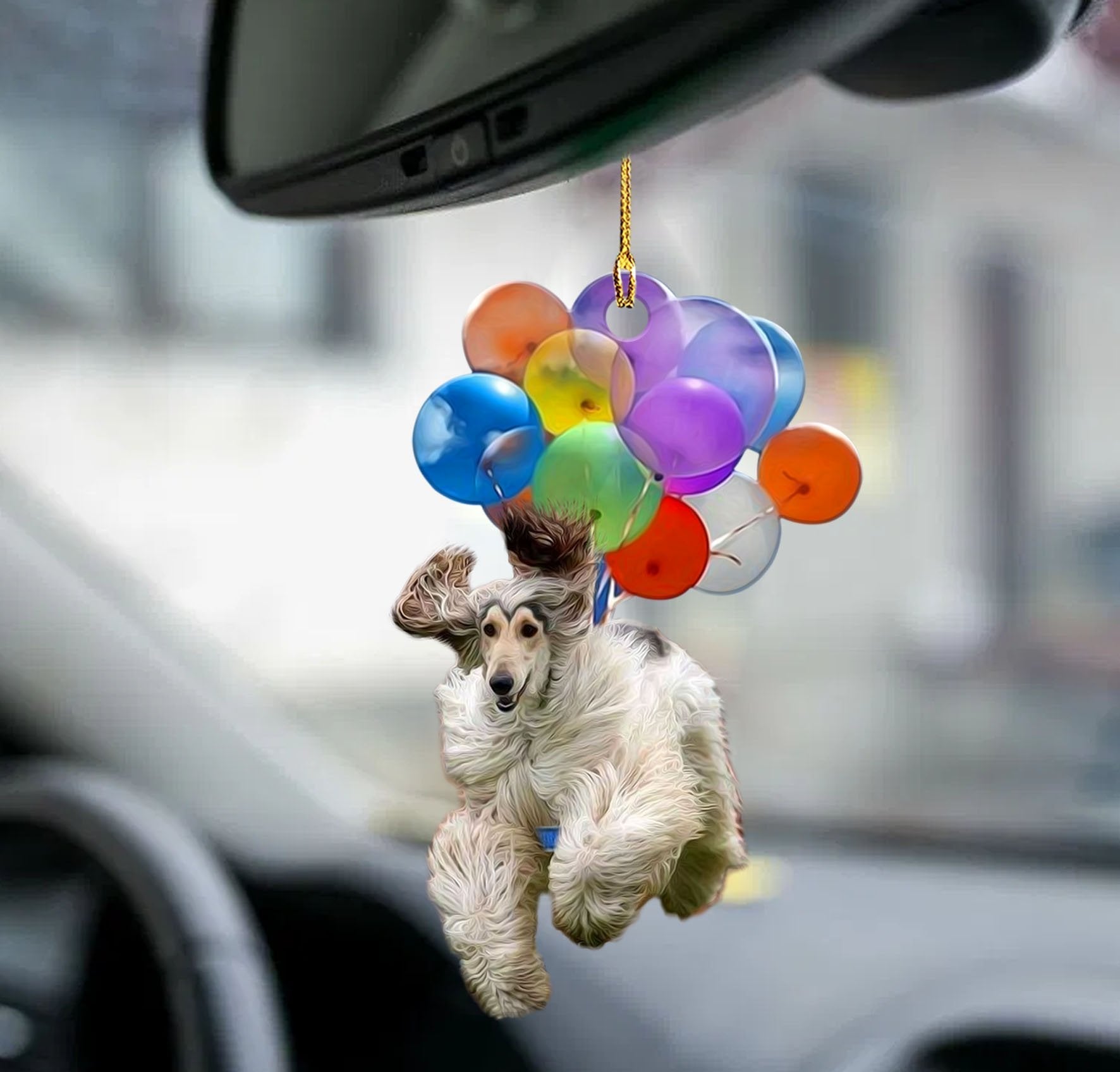 Balloon Dog Ornament Afghan Hound Fly With Bubbles Dog Hanging Ornament Godmerch