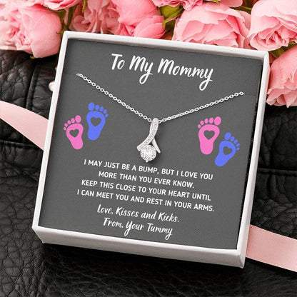 Baby Heart-Feet Alluring Beauty Necklace with Message Card and Gift Box Baby Feet Footprints Necklace for Expecting Mom XL015C - TGV