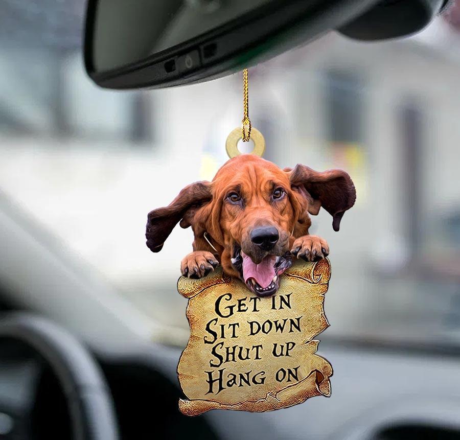 Godmerch- Ornaments- Bloodhound get in two sided ornament, Dog Ornaments, Car Ornaments