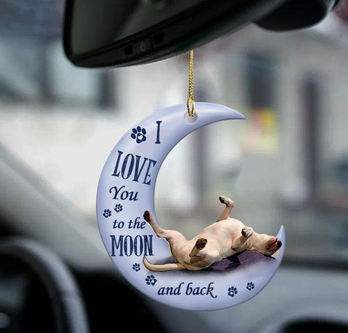 Bull Terrier Moon Back Bull Terrier Lover Dog Moms Two Sided Ornament
