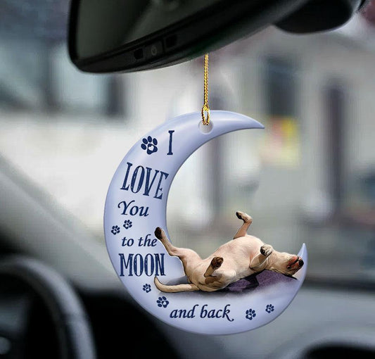 Bull Terrier Moon Back Bull Terrier Lover Dog Moms Two Sided Ornament