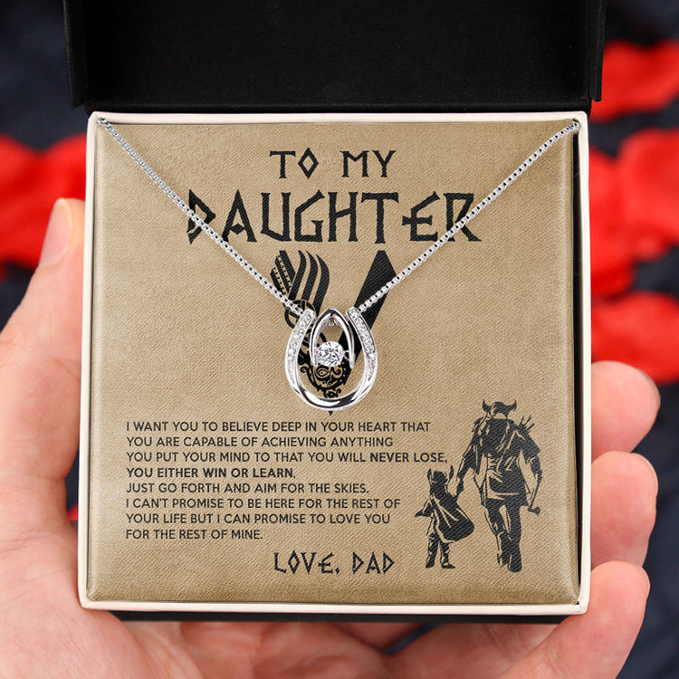 Dad to Daughter Necklace Gift - Viking Father Daughter Necklace Gift From Dad - Granddaughter Necklace Gift From Grandpa Papa - You either win or learn - I love you for the rest of my life - Love Knot, Eternal Hope, Alluring Beauty Necklace 050D - TGV