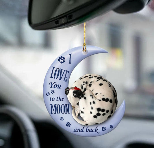 Dalmatian Moon Back Dalmatian Lover Dog Mom Two Sided Ornament