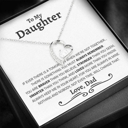 Daughter Necklace - Braver, Stronger, Smarter and Loved more than you know - Always keep me in your heart, for you are always in mine Gold Forever Love Necklace - 340O - TGV