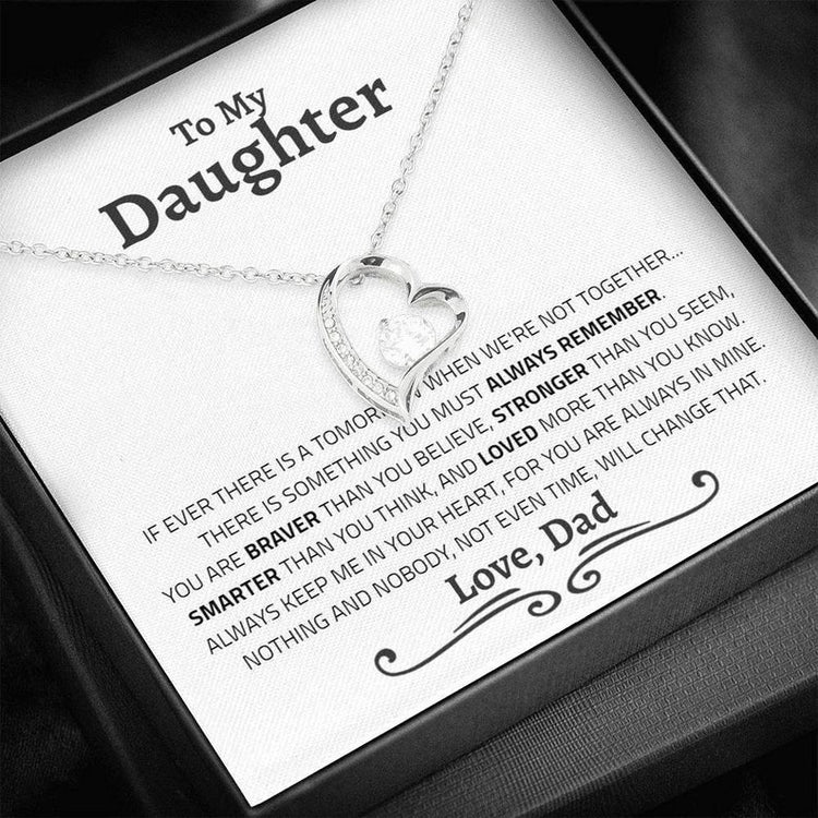 Daughter Necklace - Braver, Stronger, Smarter and Loved more than you know - Always keep me in your heart, for you are always in mine Gold Forever Love Necklace - 340O - TGV