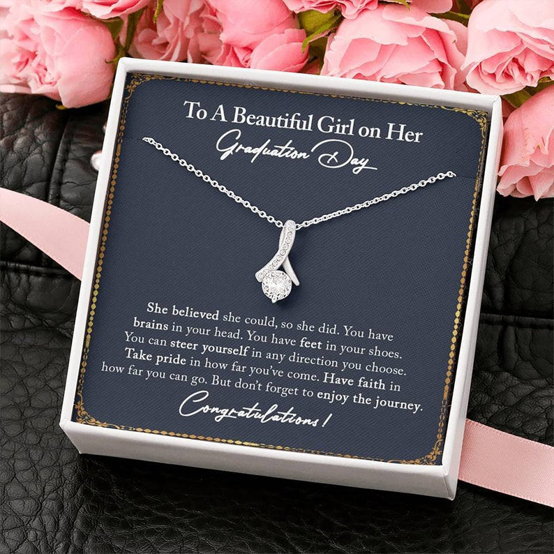 Graduation Gift Necklace for Her - She believed she sould, so she did - College High School Senior Graduation Gift - Class of 2022 Alluring Beauty Necklace - 034E - TGV