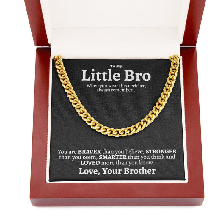 Little Brother Necklace, Loved More Than You Know, Best Little Brother Gifts, Big Brother Little Brother Gift, Cuban Link Chain Necklace - TGV