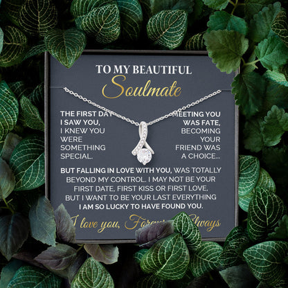 Necklace Gift for My Beautiful Soulmate - To My Beautiful Soulmate I Am So Lucky To Have Found You Alluring Beauty Necklace XL051D - TGV
