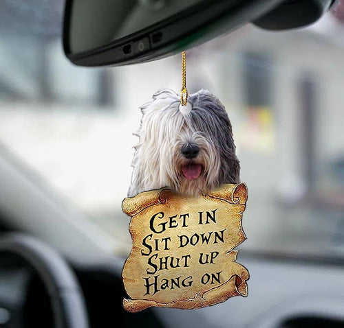 Godmerch- Ornaments- Old English Sheepdog get in two sided ornament, Dog Ornaments, Car Ornaments