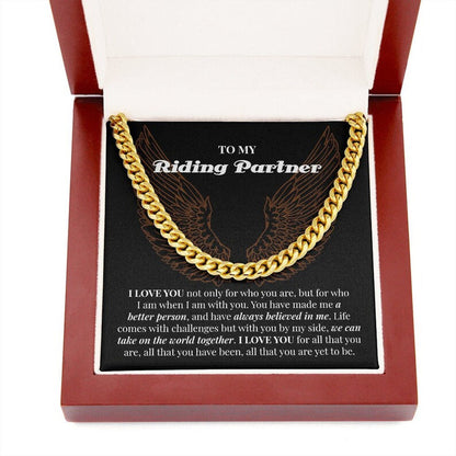 Riding Partner Gift, Cuban Link Chain Necklace For My Boyfriend, Gift For Husband, Riding Partner Gift For Man, Motorcyclist Gift For Him. - TGV