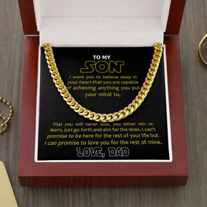 Son Cuban Link Chain -You Are Capable Of Achieving Anything you Put Your Mind To Son Necklace From Dad - TGV