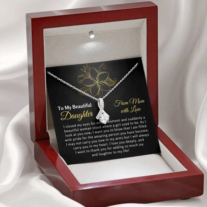 To My Beautiful Daughter Necklace Gift From Mom with Love I will always carry you in my heart Alluring Beauty Necklace 343X - TGV