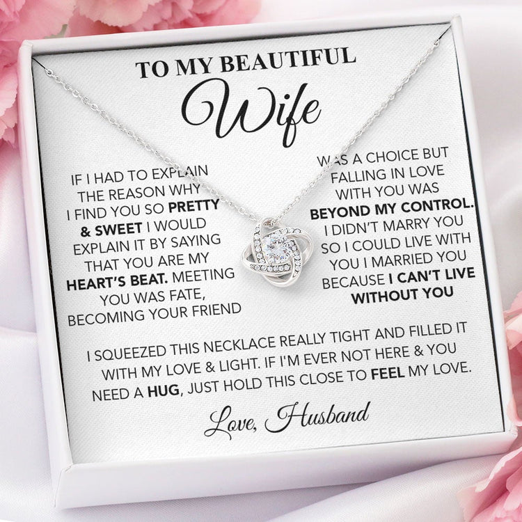 To My Beautiful Soulmate, Wife Necklace Gift - I would use my last breath to say I love you My Baby Girl Love Knot, Alluring Beauty, Sunflower, Turtle Necklace - 363A - TGV