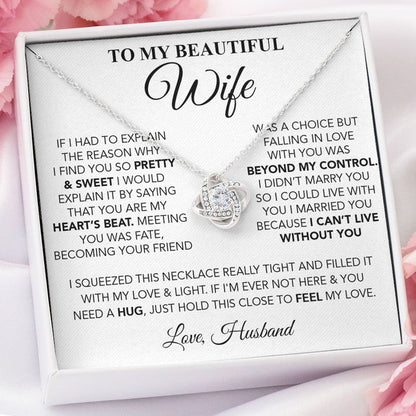 To My Beautiful Soulmate, Wife Necklace Gift - I would use my last breath to say I love you My Baby Girl Love Knot, Alluring Beauty, Sunflower, Turtle Necklace - 363A - TGV