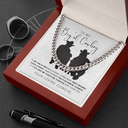 To My Big'ol Cowboy Necklace Gift You And Me Together, Forever Boy I Love You Cuban Link Chain Necklace 015H - TGV