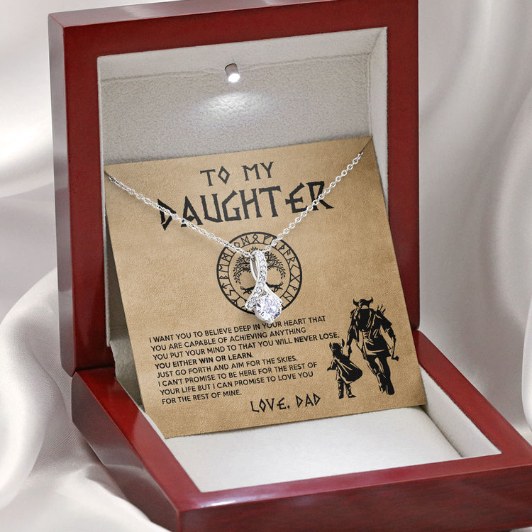 To My Daughter Granddaughter Necklace Gift - Viking Father Daughter Necklace Gift From Dad - Granddaughter Necklace Gift From Grandpa Papa - You either win or learn - Love Knot, Eternal Hope, Alluring Beauty Necklace 050C - TGV