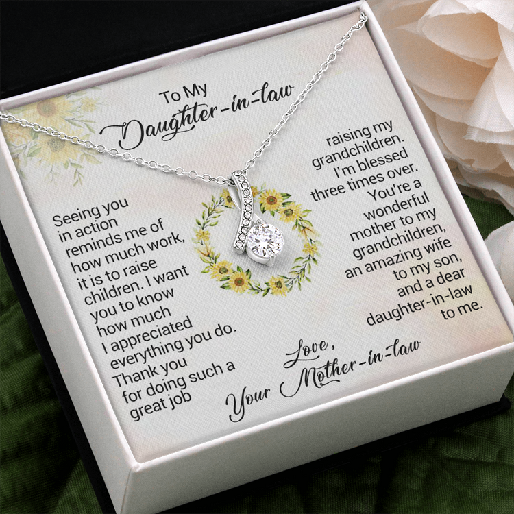 To My Daughter-In-Law - I am blessed three times over, Love Your Mother-In-Law, Birthday Gift, Alluring Beauty Necklace - TGV