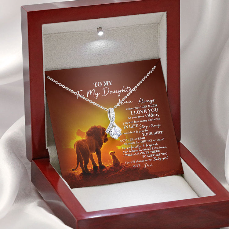 To My Daughter Necklace Gift - I will always be there to support you Personalized Love Knot, Alluring Beauty Necklace 347K - TGV