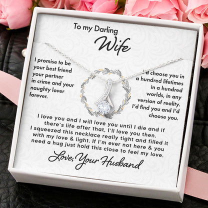 To My Girlfriend Soulmate Wife Necklace Gift - I promise to be your best friend, your partner in crime Love Knot Necklace, Alluring Beauty, Sunflower Necklace Gift from Husband 365B - TGV