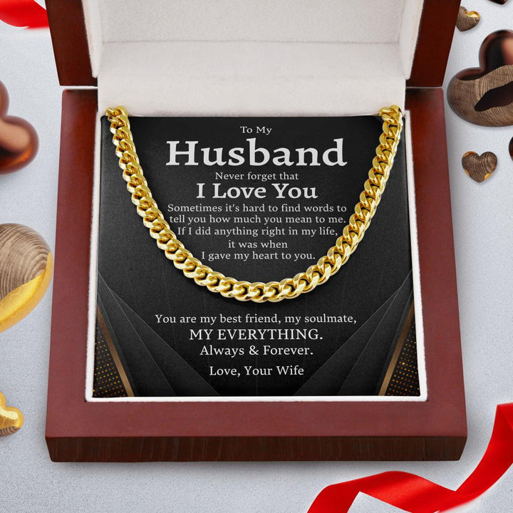 To My Husband Necklace - You Are My Best Friend, My Soulmate, My Everything Always & Forever Love, Your Wife - Cuban Link Chain Necklace 026F - TGV
