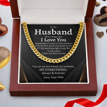 To My Husband Necklace - You Are My Best Friend, My Soulmate, My Everything Always & Forever Love, Your Wife - Cuban Link Chain Necklace 026F - TGV