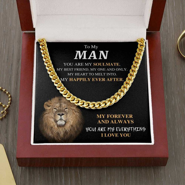 To My Man Necklace, My Forever And Always You Are My Everything I Love You, Necklace for Husband, Necklace for Boyfriend's, Cuban Link Chain Necklace - TGV