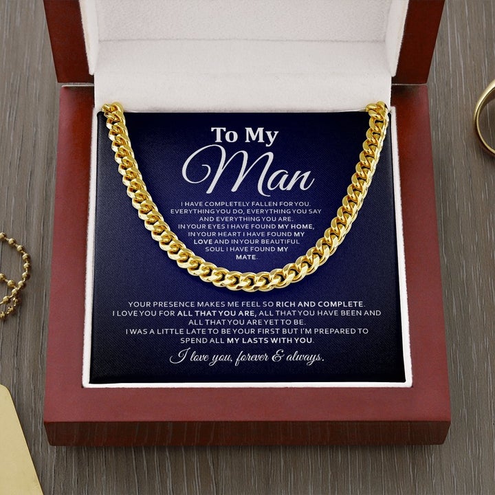 To My Man Necklace - Your Presence Makes Me Feel So Rich and Complete cuban Link Chain Necklace 019G - TGV