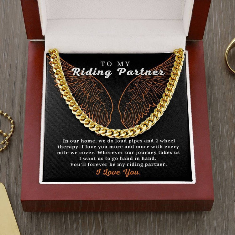 To My Riding Partner Necklace - I love you more and more with every mile we cover - Cuban Link Chain Necklace 331X - TGV
