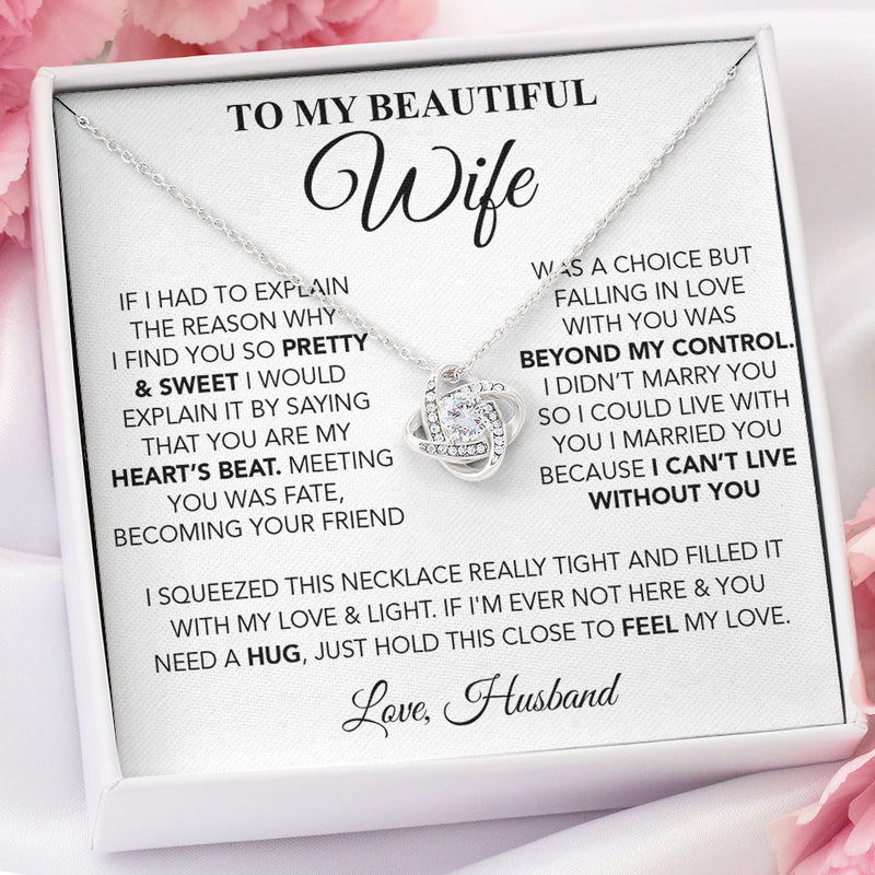 To My Smokin Hot Wife, Soulmate Necklace Gift - Pretty & Sweet You are my Heart's Beat Love Knot, Alluring Beauty, Sunflower, Turtle Necklace - 363A - TGV