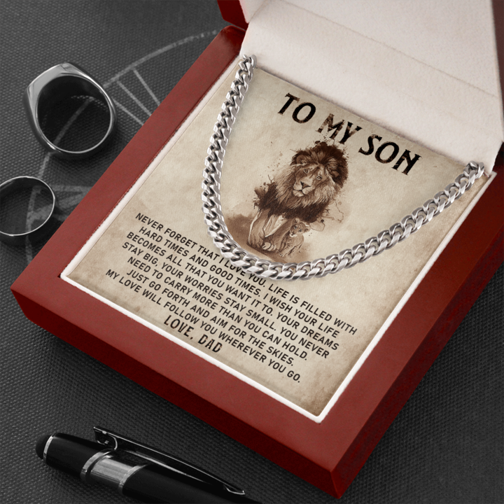 To My Son - My Love Will Follow You Wherever You Go - Cuban Link Chain Necklace - TGV