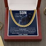 To My Son Necklace - Keeping To The Shadows Cuban Link Chain Necklace Love, Mom - TGV