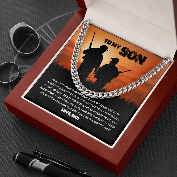 To My Son - Never Forget Your Way Back Home - Cuban Link Chain Necklace - TGV