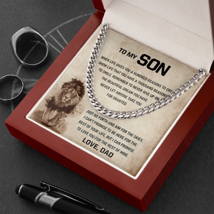 To My Son - Remember To Never Give Up - Cuban Link Chain Necklace - TGV