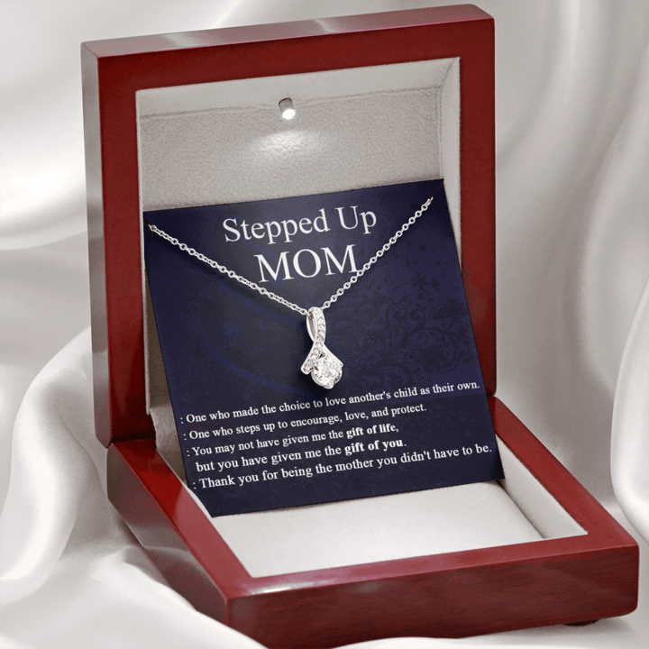 To My Stepped Up Mom Necklace Gift - You may not have given me the gift of life, but you have given me the gift you you Alluring Beauty Necklace 343H - TGV