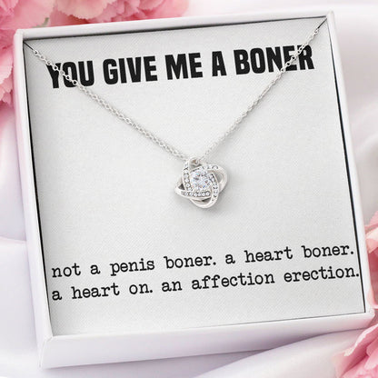 To My Wife Girlfriend Soulmate Necklace - Funny You Give Me A Boner An Affection Erection Love Knot - Alluring Beauty - Cross Dancing Necklace 029E - TGV